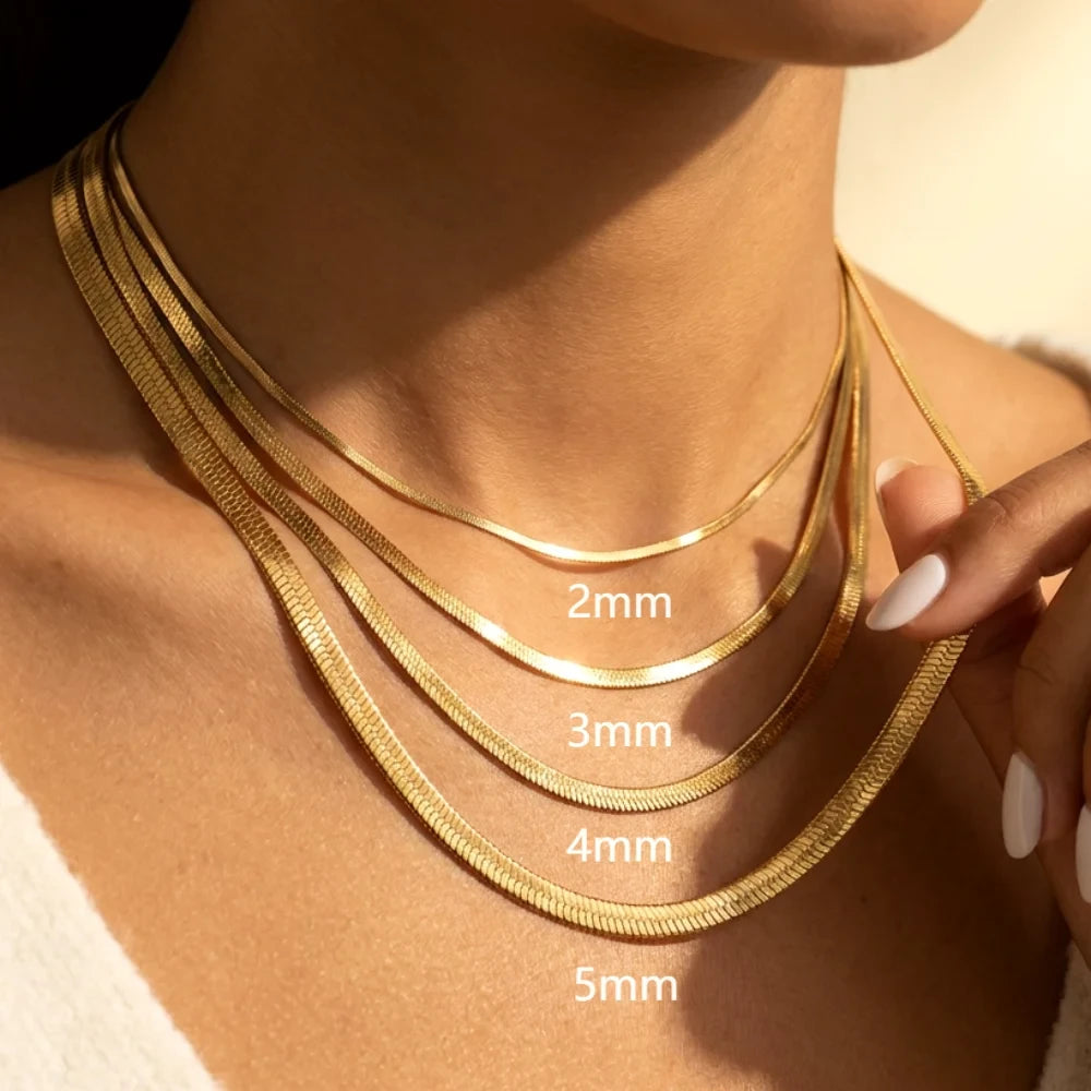 Minimalist Herringbone Snake Chain