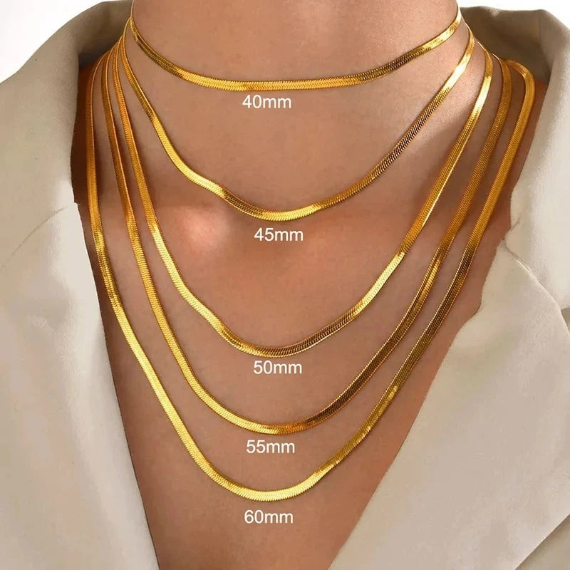 Chic Gold Tone Stainless Steel Snake Chain