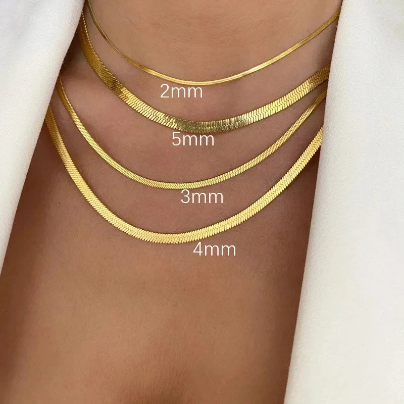 Chic Gold Tone Stainless Steel Snake Chain