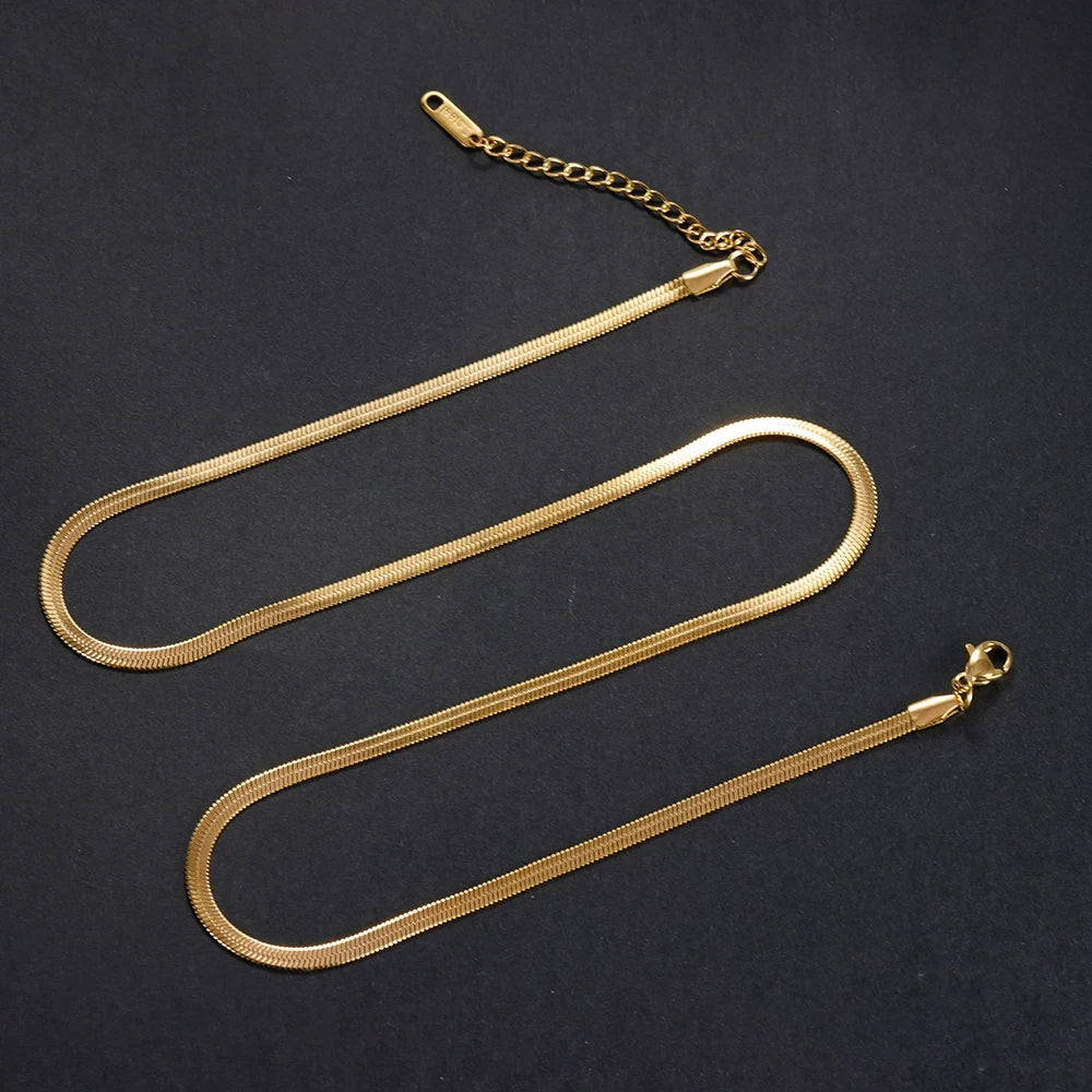 Chic Gold Tone Stainless Steel Snake Chain