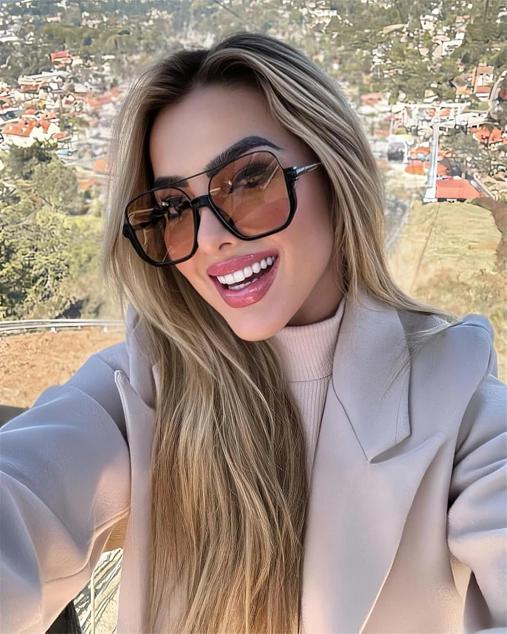 Babe Type Retro Oversized Aviator Sunglasses
