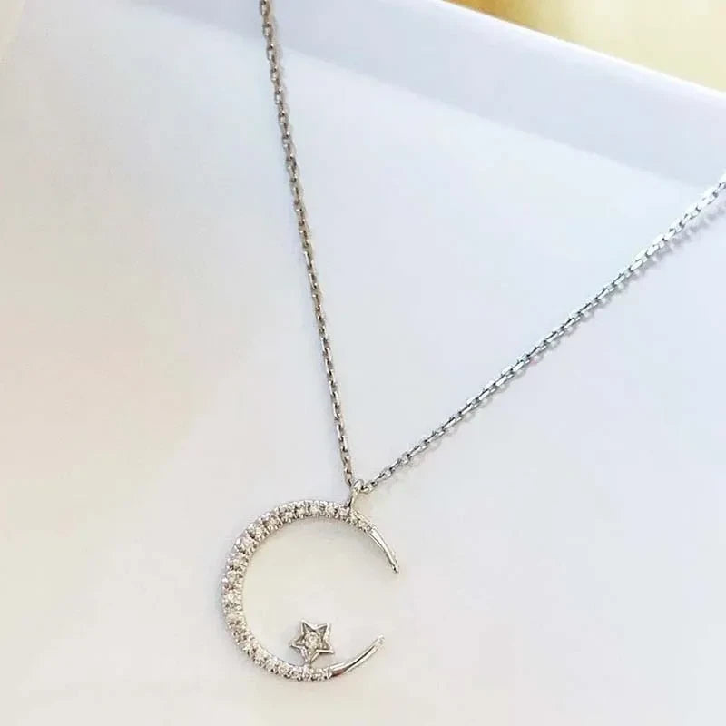 Unique Celestial Moon Star Pendant Necklace