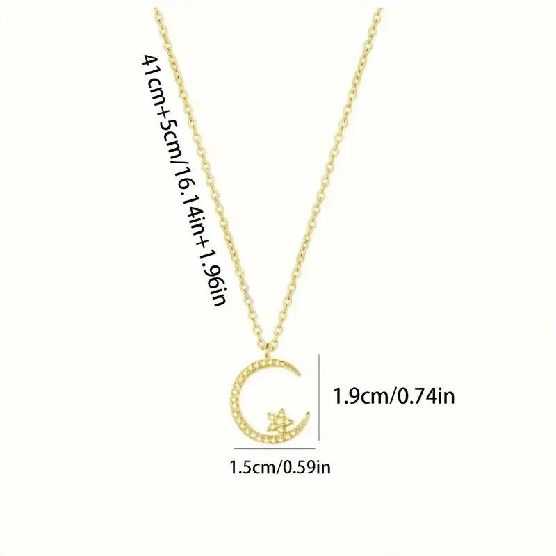 Unique Celestial Moon Star Pendant Necklace