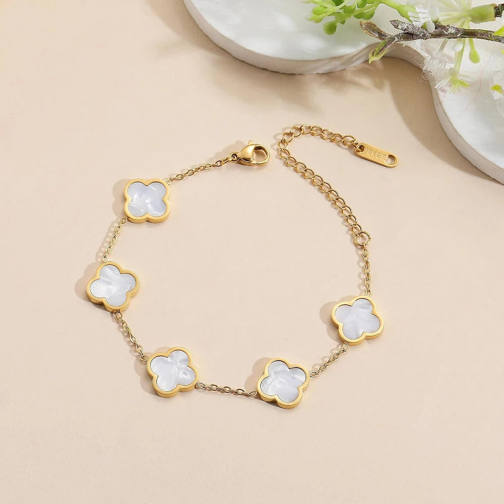 Classic Gold Plated Clover Link Bracelet