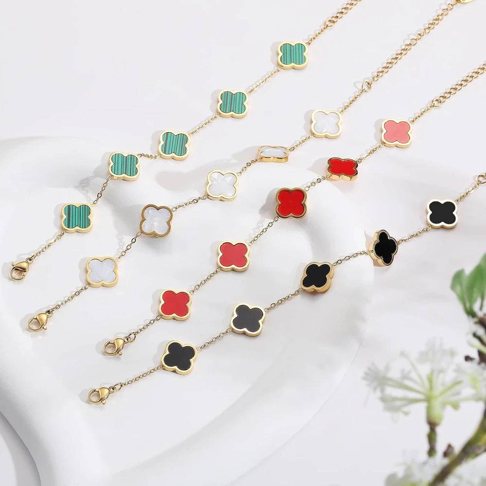 Classic Gold Plated Clover Link Bracelet