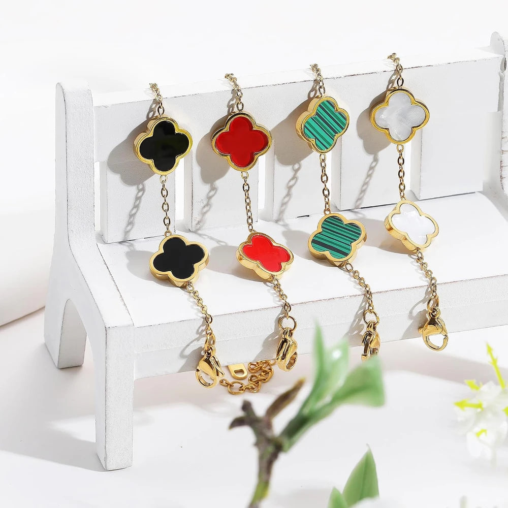 Classic Gold Plated Clover Link Bracelet
