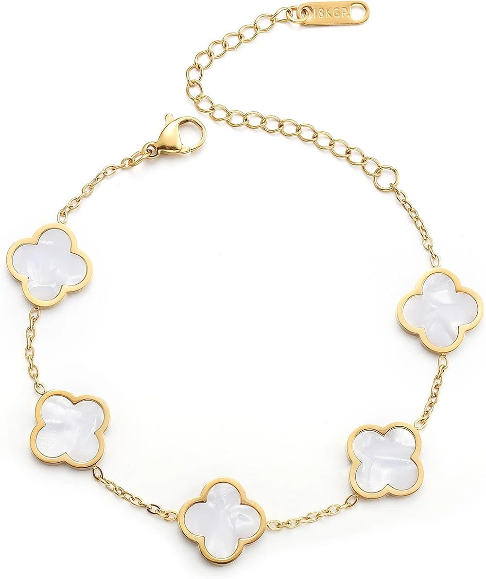 Classic Gold Plated Clover Link Bracelet
