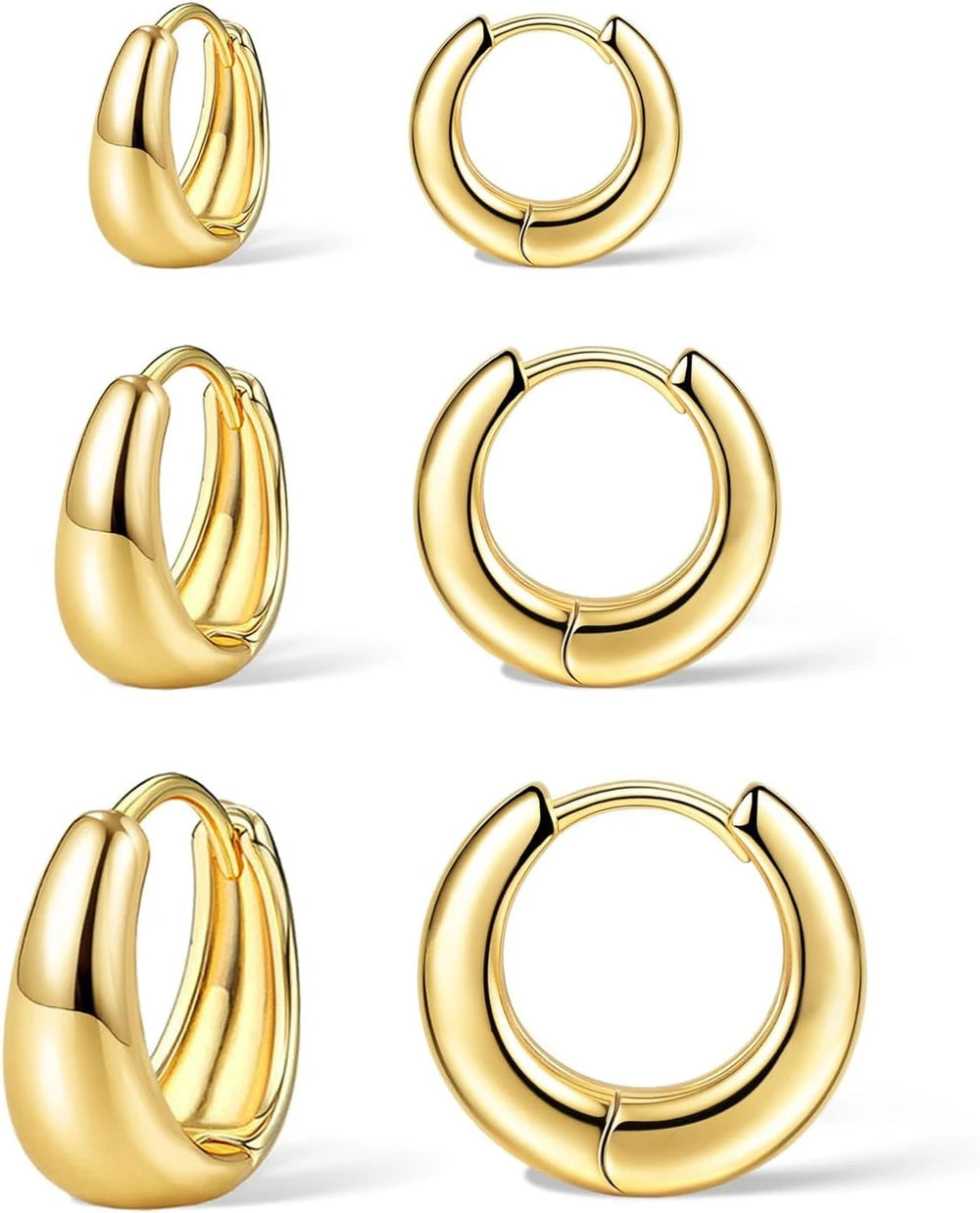 Classy Minimalist Gold Hoop Earrings Set