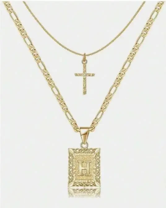 Statement Initial Cross Pendant Necklace