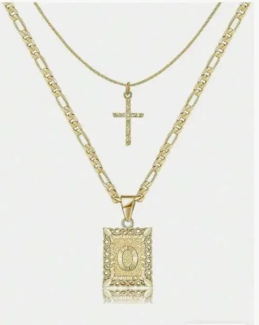 Statement Initial Cross Pendant Necklace