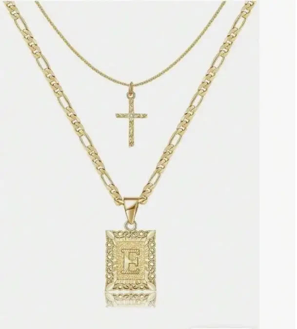 Statement Initial Cross Pendant Necklace