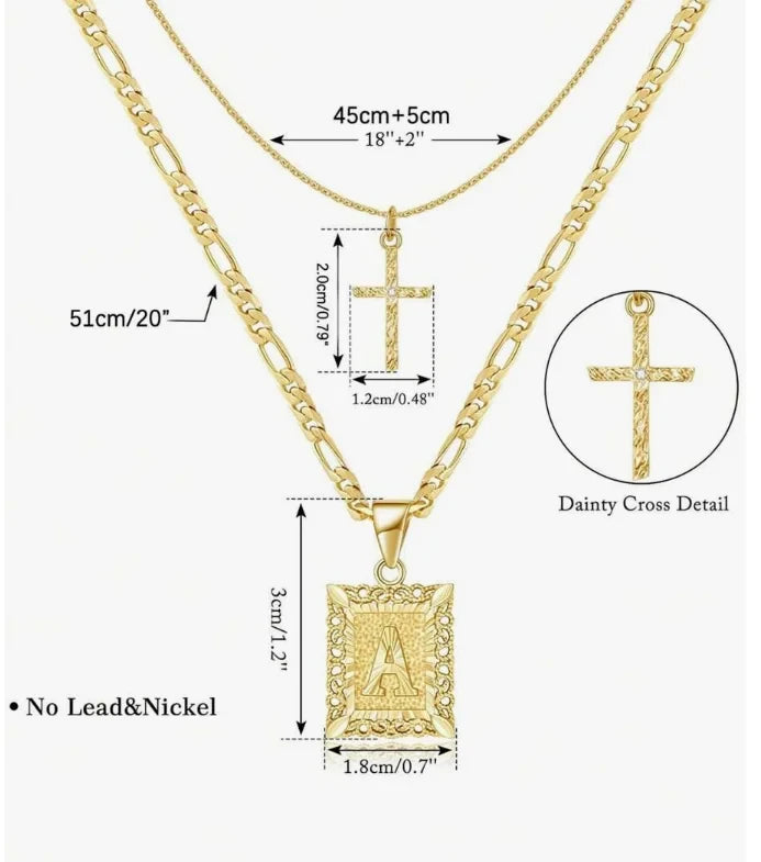 Statement Initial Cross Pendant Necklace