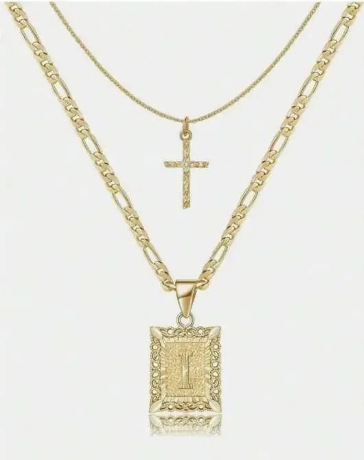 Statement Initial Cross Pendant Necklace