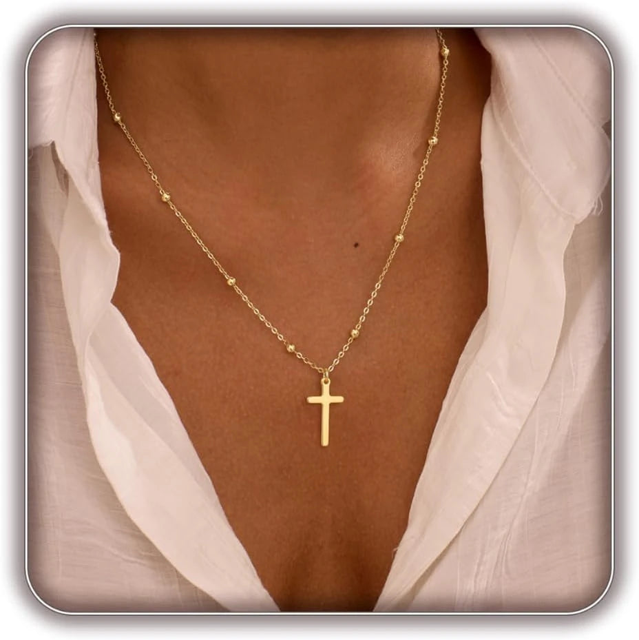 Dainty 14K Gold Plated Cross Necklace