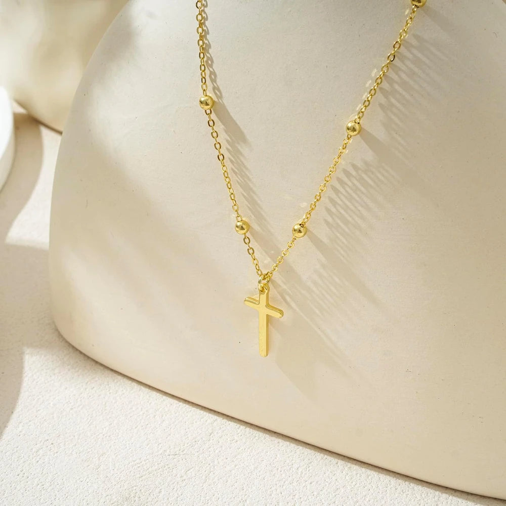 Dainty 14K Gold Plated Cross Necklace
