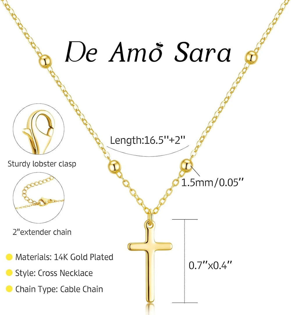 Dainty 14K Gold Plated Cross Necklace