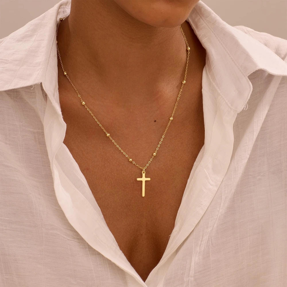 Dainty 14K Gold Plated Cross Necklace