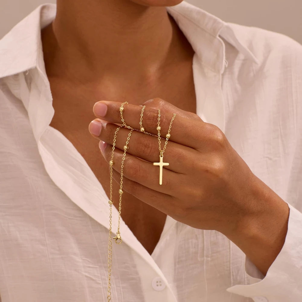 Dainty 14K Gold Plated Cross Necklace