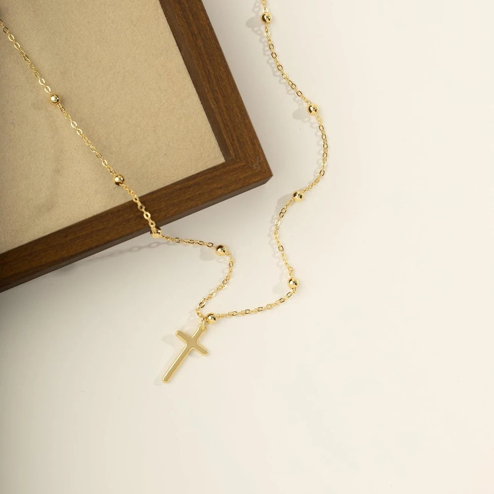 Dainty 14K Gold Plated Cross Necklace