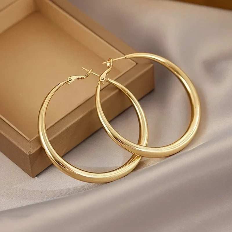 Stainless Steel Big Circle Hoop Earrings