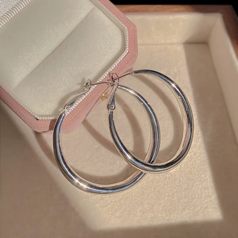 Stainless Steel Big Circle Hoop Earrings