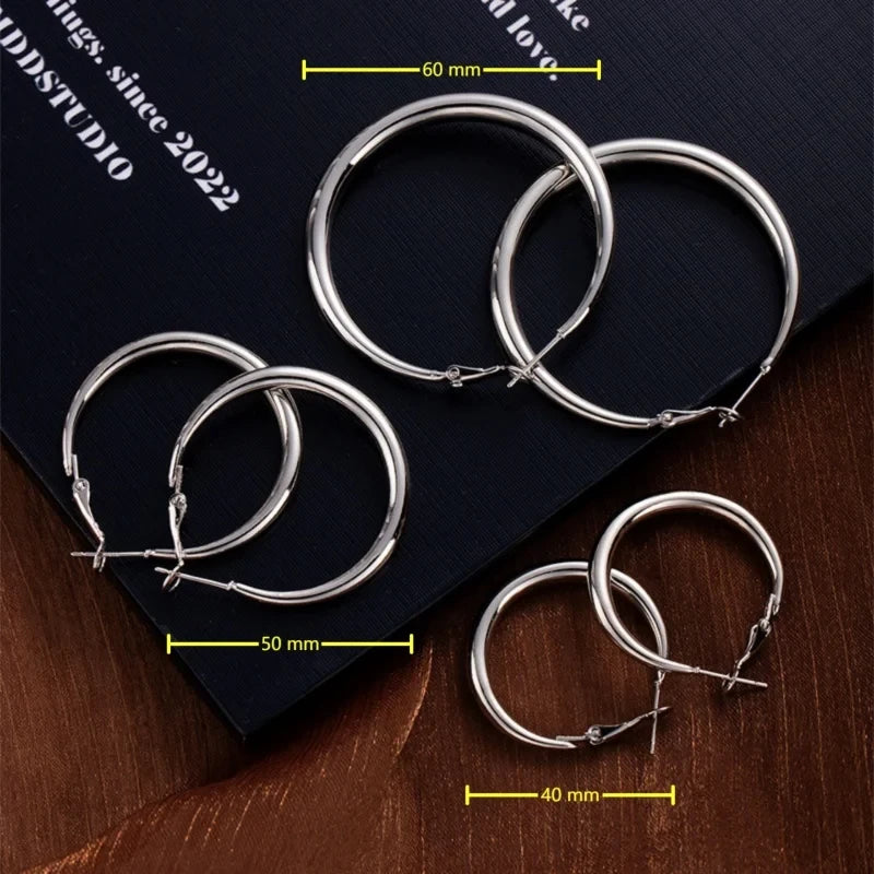 Stainless Steel Big Circle Hoop Earrings