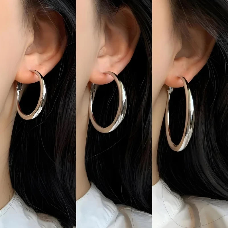 Stainless Steel Big Circle Hoop Earrings